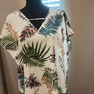 Tropical Leaf Print Women's Top